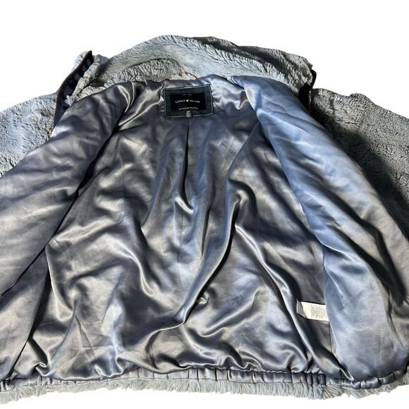 Lucky Brand Faux Fur Jacket Coat Women's Size Small Gray Cozy Soft Fuzzy - Picture 5 of 11